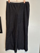 H by Halston Wide Leg Pants Size 12 Blue Stretch Pull On A274585 Women Dress Pan