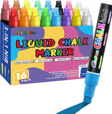 Window Chalk Markers for Cars Glass Washable, 16 Colors Jumbo Liquid Chalk Marke