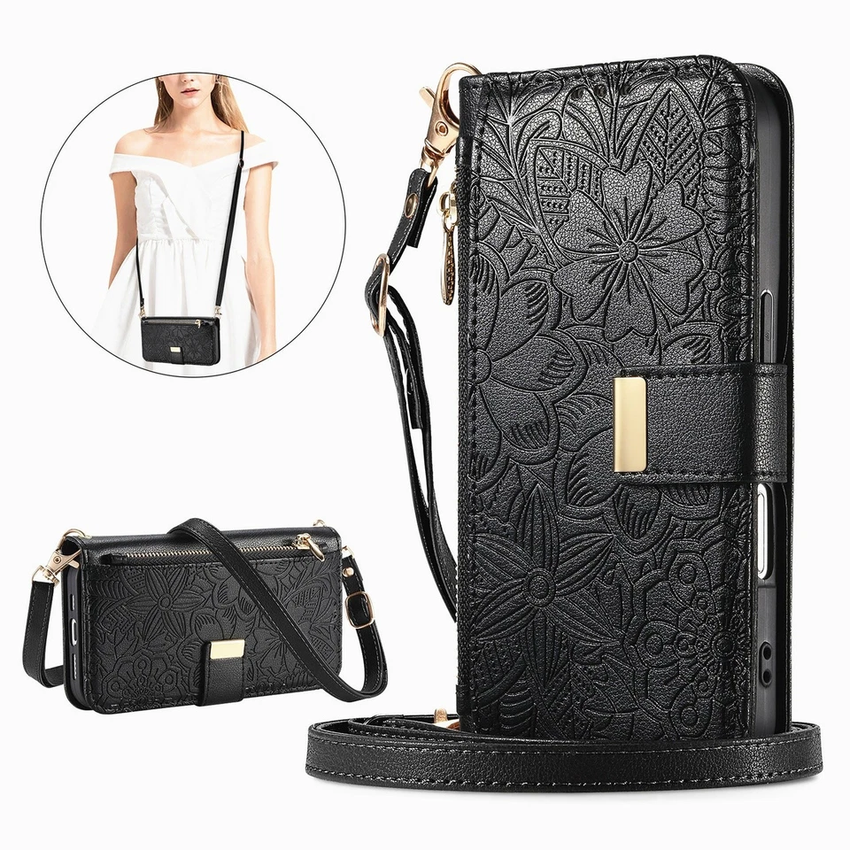 For Crossbody Wallet Case for Samsung Galaxy S25 edge S24 FE with Zipper Pocket - Image 2 of 4