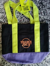 Trader Joe's Trick Or Treat Mini canvas tote bag Black Multi NWT Just Released