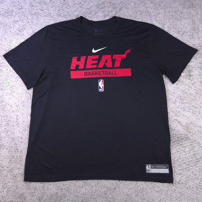 #ad Miami Heat Shirt Mens XXL Nike Engineered Dri Fit Short Sleeve Black Authentics $28.89