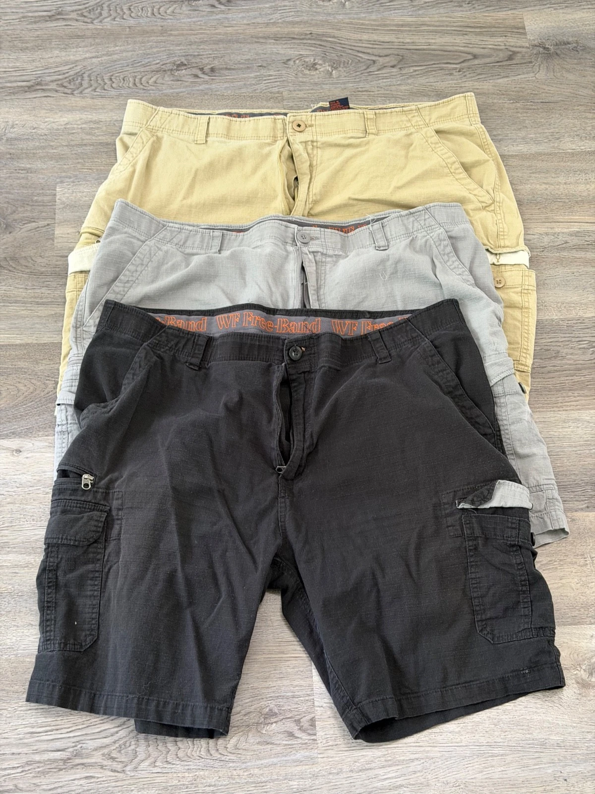 LOT OF 3 WEAR FIRST MENS RIPSTOP CARGO SHORTS SIZE 44 FREE-BAND STRETCH HIKING