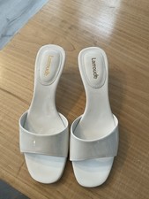 Larroude White Mini Heel Slide Sandals MSRP $315 Size  6.5 Gretta