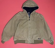 Dickies Boys Beige Canvas Hooded Full Zip Lined Jacket w/ Pockets XL