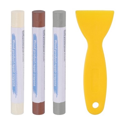 3Pcs Wood Furniture Repair Marker, Touch Up Crayon with Scraper, Beige