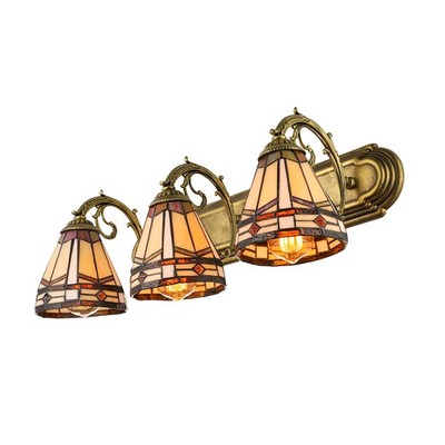 Tiffany Mission 3-Light Vanity Light Craftsman Stained Glass Wall Mount Lighting