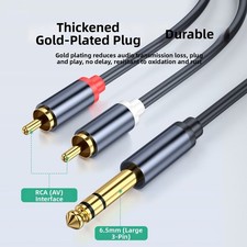 6.35mm Jack to Dual RCA Audio Cable - 0.5m-10m Options, High-Quality Connection
