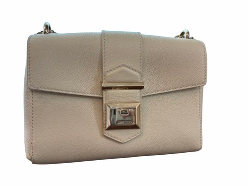 Jimmy Choo White Flap Shoulder Bag Silver Lock Chain Japan