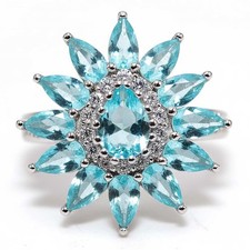 6CT Aquamarine  Topaz 925 Solid Genuine Sterling Silver Ring Jewelry Sz 8