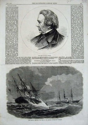 Alter antiker Druck William Harvey Laconia Schiff Recue Amalia Bay Biscay 1866 19.