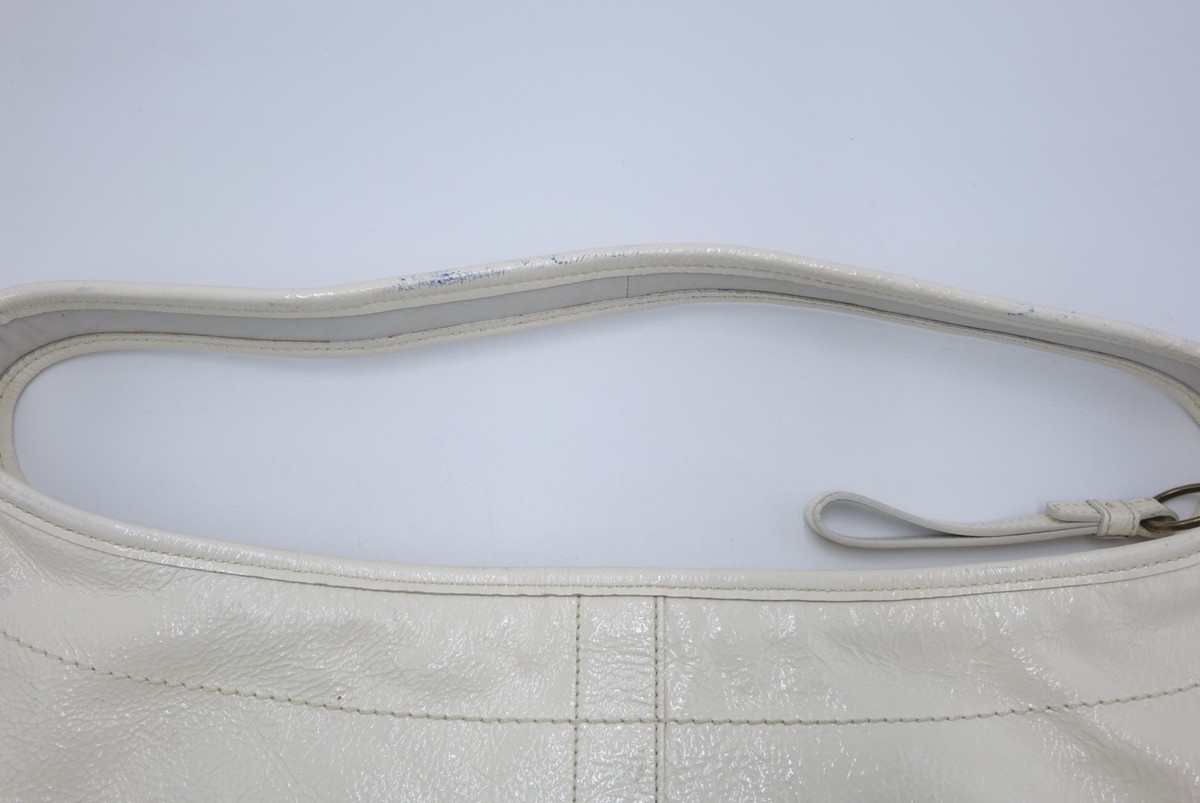 バッグ COACH Ergo Hobo White Leather Signature Vintage Coach White Patent Leather Hobo Purse C0793-11009