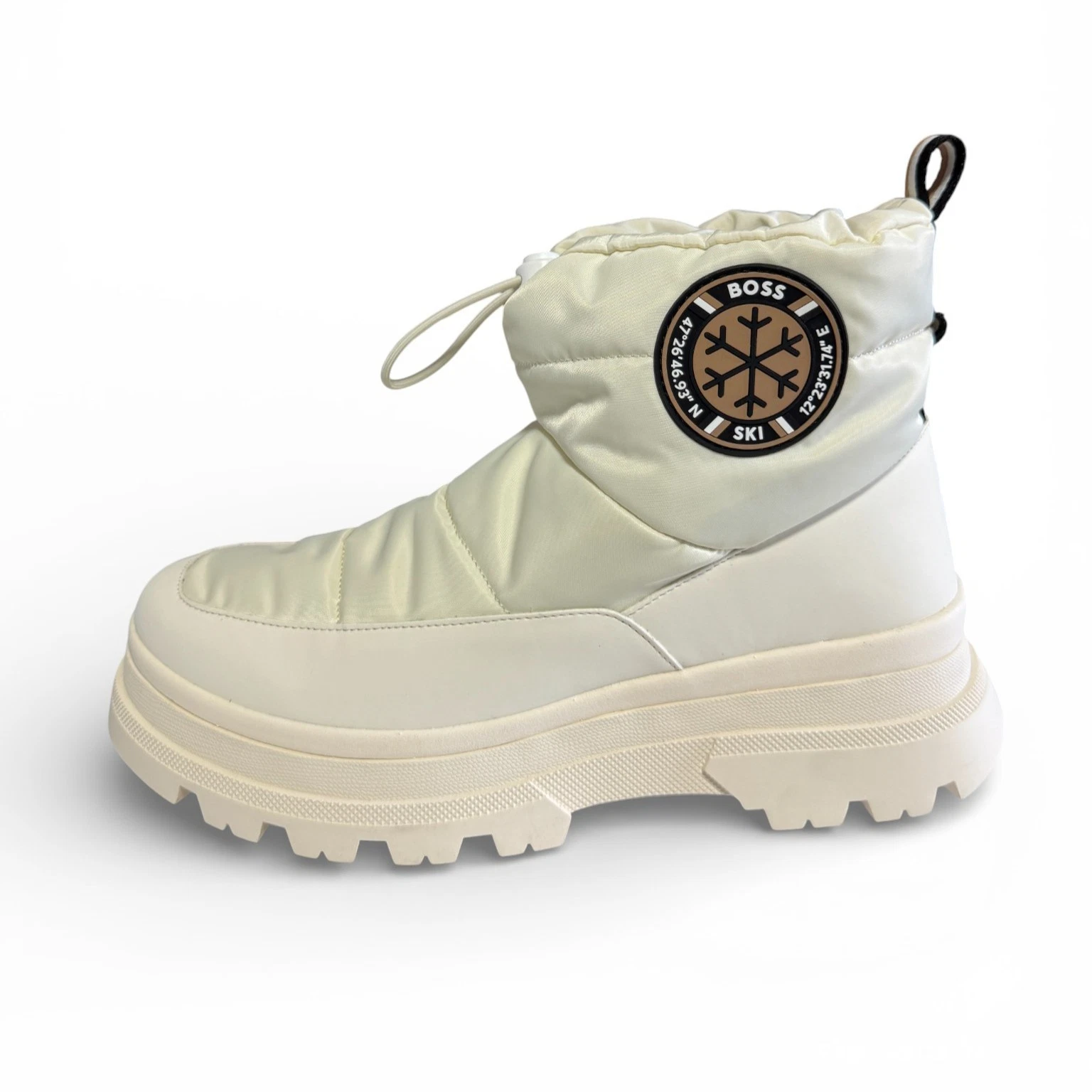 Mens BOSS Ski Boots Beige Winter Snow Boots With Logo - Foster Halb Size 8
