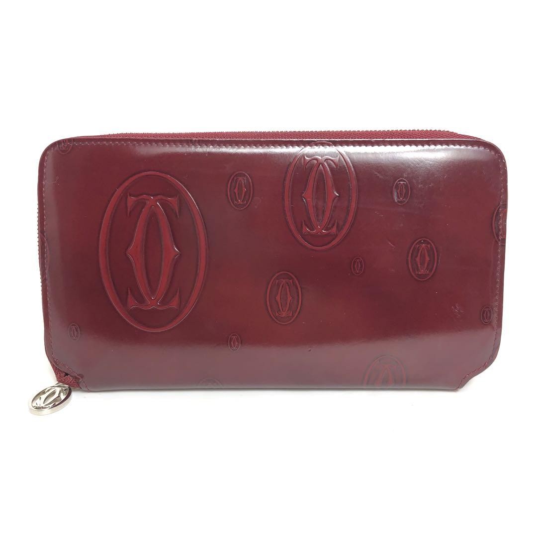 上品【Cartier】レザー HAPPY BIRTHDAY ダブル オープン 長財布 【公式
