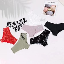 Low Rise Cotton Panties Women's Letter Print Seamless Soft Stretch Briefs
