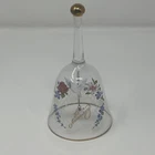 Vintage Fenton 50th Anniversary Dove Flowers Hearts Clear Bell W/ Gold Accents
