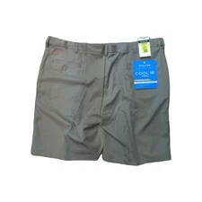 Haggar Men’s Cool 18 Pro Flat Front Shorts Tan Size 44W NWT Golf Pleat Khaki