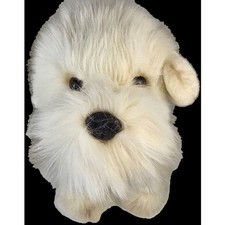 Vintage 1989 GUND Plush Dog 13" White Shaggy Stuffed Animal Korea Puppy Toy Gift