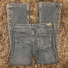 Pilcro and the Letterpress Anthropologie High-Rise Bootcut Button Hem - Size 27
