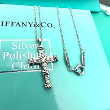 NewTliffany&Co21ct/Diamond/Platinum Cross Pendant 17" Necklace in Box