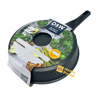 D&W 8 Inch Nonstick Frying Pan - Premium Heavy Duty Aluminum - Induction Compatible - Black