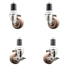 3.5 Inch 316SS High Temp Glass Filled Nylon 1-3/4 Inch Stem Caster Set 2 Brake