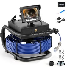 4.3" 66FT Sewer Pipe Inspection Camera 23MM Drain Pipeline Meter Counter 32GB