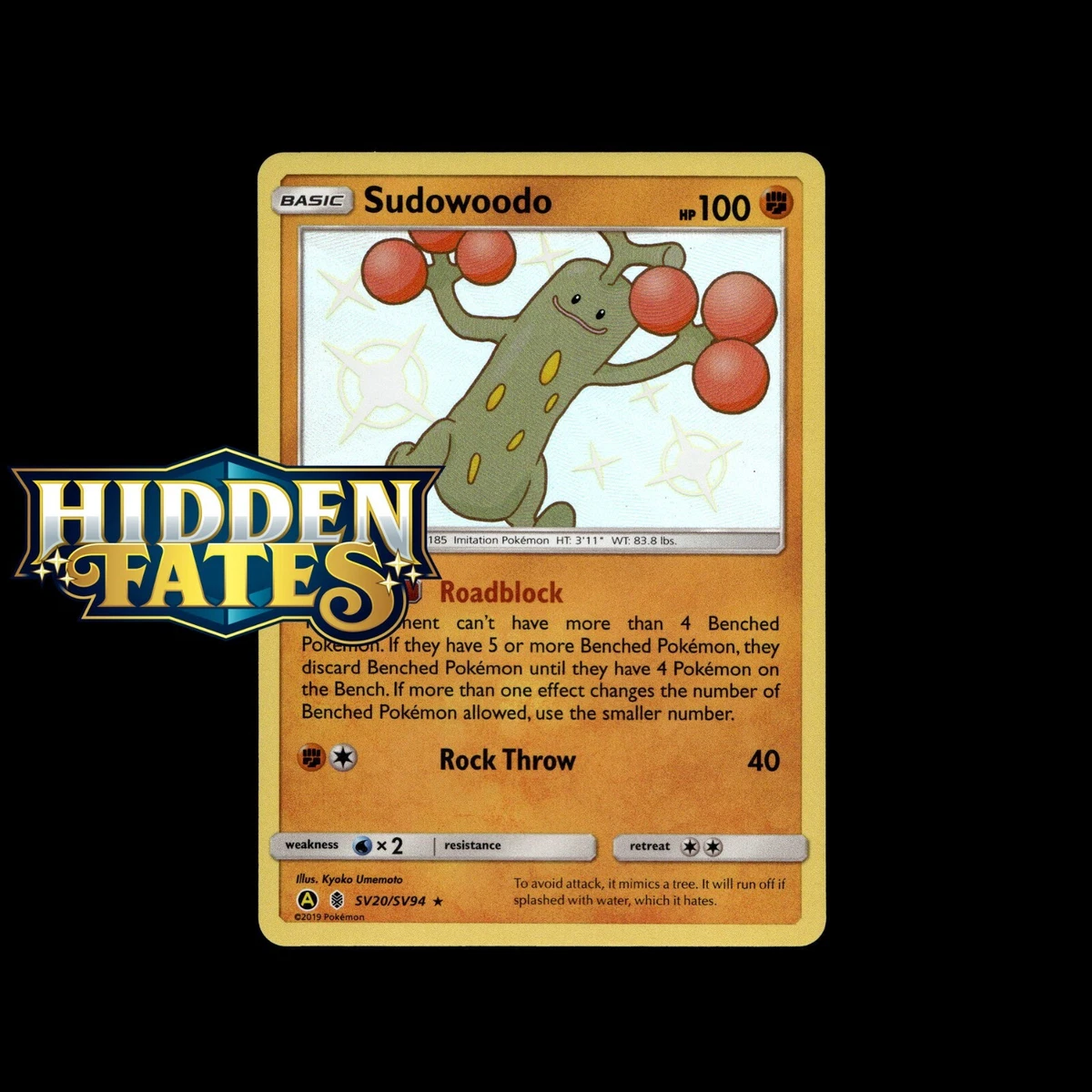 shiny sudowoodo pokemon card Shiny Sudowoodo - Hidden Fates - SV20/SV94 - Coll 7