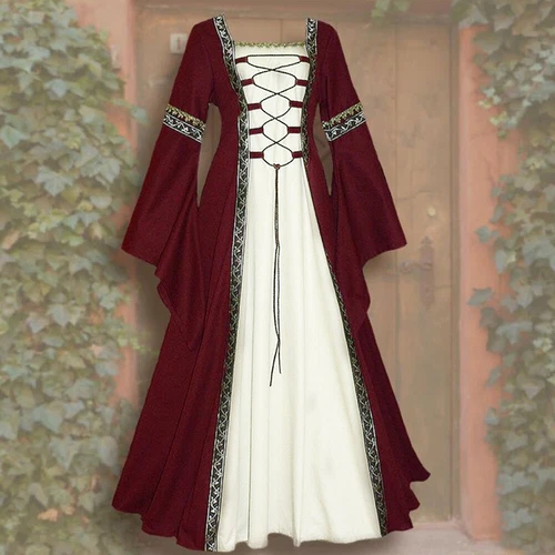 Medieval Renaissance Dress Women's Retro Halloween Gothic Costume Party Dress - Imagen 9 de 43