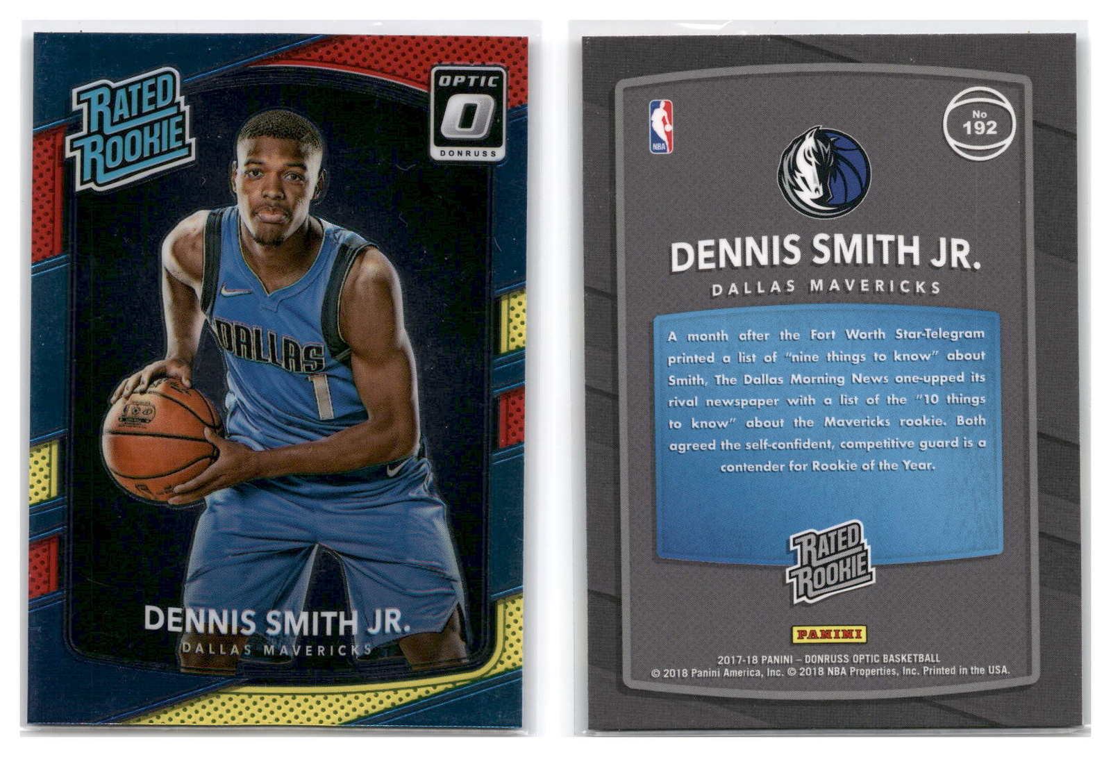 2017-18 Donruss Optic Red/Yellow RC #192 Dennis Smith Jr - Mavericks