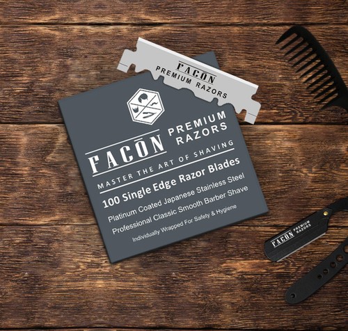 100 FACON PLATINUM STAINLESS STEEL SINGLE EDGE RAZOR BLADES STRAIGHT EDGE BARBER - Picture 2 of 9