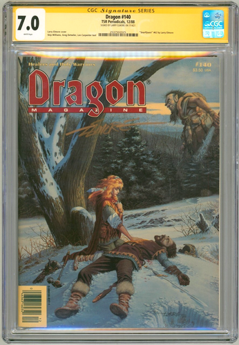 CGC SS 7.0 Dragon #140 SIGNED Larry Elmore Cover Art ~ TSR AD&D SnarfQuest #62