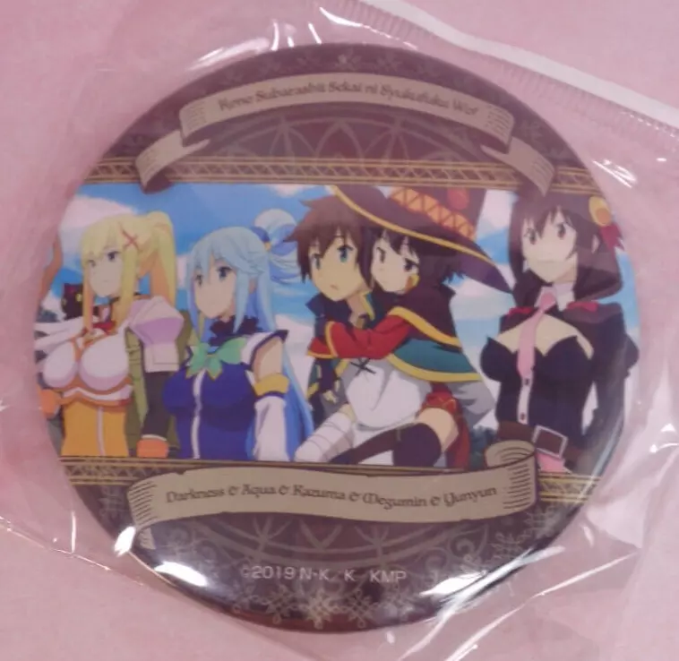 Megumin & Kazuma Can Badge Strap God's Blessing on this Wonderful