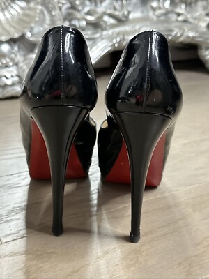 Christian Louboutin ブラックオープントゥヒール　39 1/2 christian louboutin black heels 39 1/2 | eBay