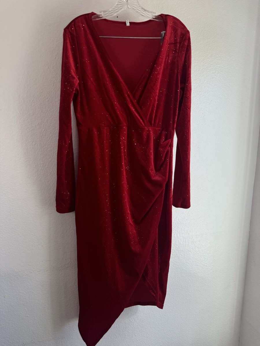 holiday velvet dress women Berylove Women Burgundy Holiday Party Dress Square Neck A-Line Long Sleeve Velvet Formal Dress With Slit, Burgundy / US16W main image 0
