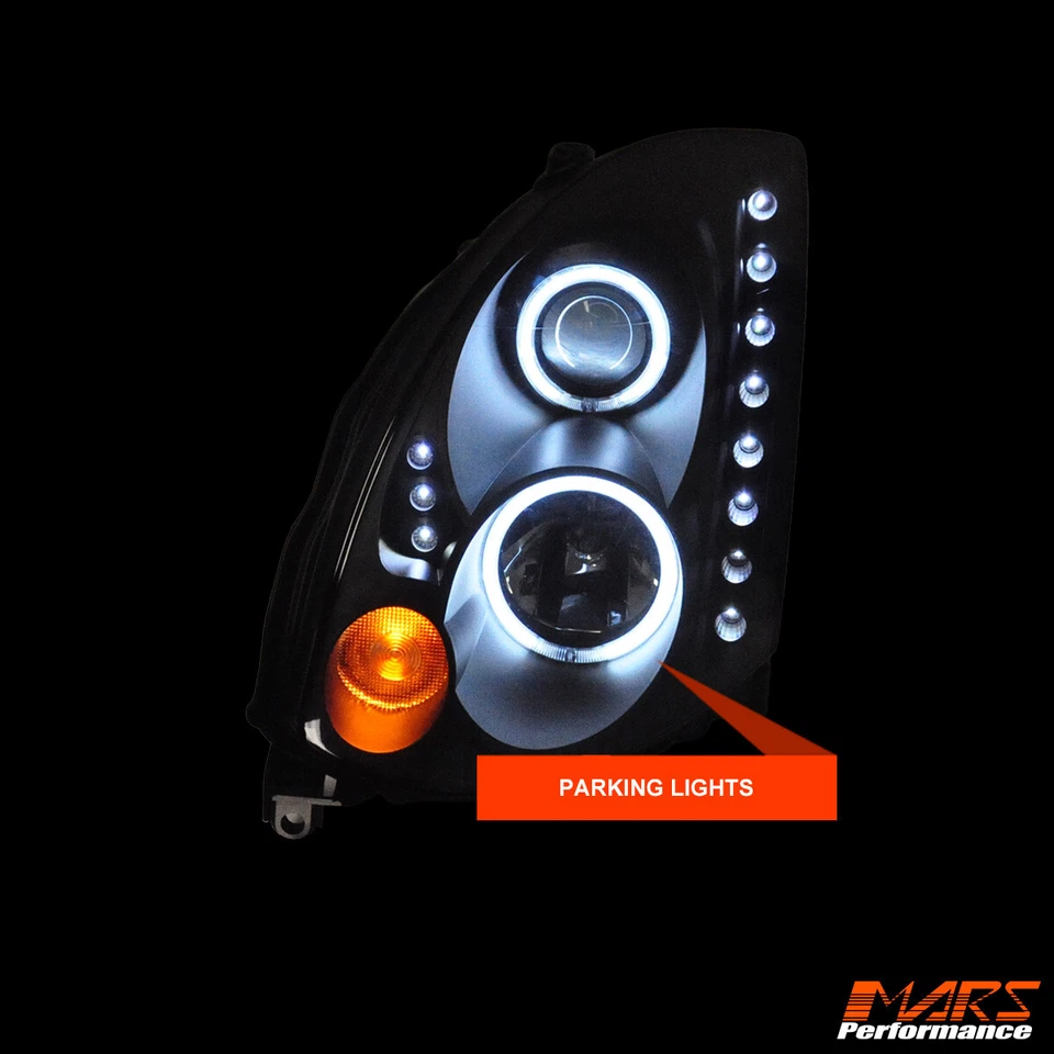 LED DRL & Halo Projector Head Lights for Nissan Infiniti Skyline G35 V35 Coupe - image 3 of 4