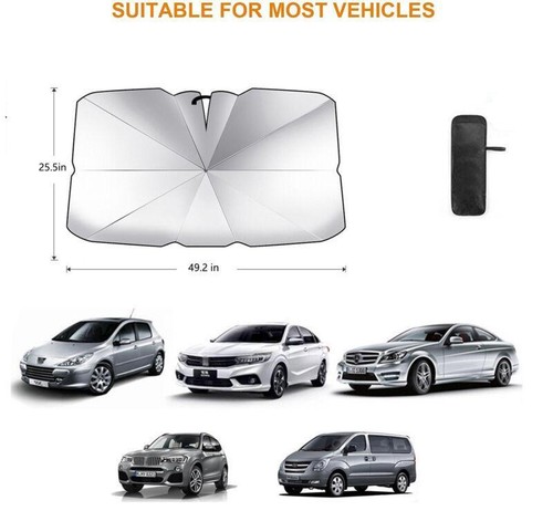 1× Foldable Car Windshield Sun Shade Umbrella Auto Front Window Cover Sun Visor - Picture 2 of 7