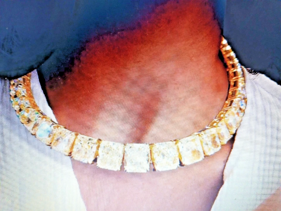 RARE ESTATE 14K  GOLD CLAD GEN. YELLOW SAPPHIRE CHOKER NECKLACE 17-20 IN + BONUS