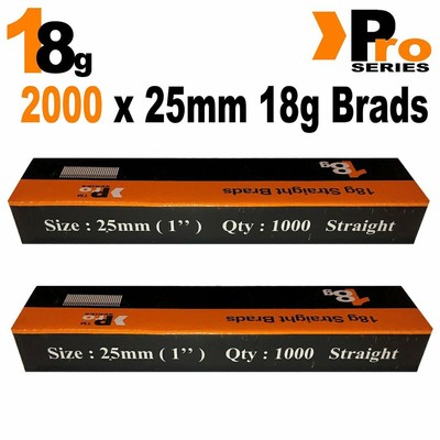 18 g 2000 x 25 mm Bradnägel, (für Nagler, Paslode, Dewalt, S5, ProSeries Silverline)