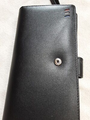 William Polo Leather wallet wristlet black with brown lining Unisex