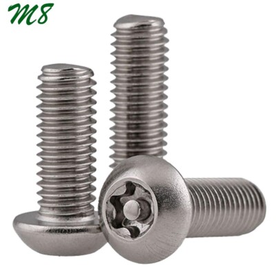 M8 x 1.25 304 Stainless Steel Pin Tamper Torx Security Screws Button Head Bolts