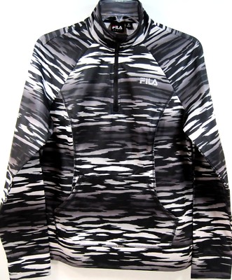 Fila Sport Women Half Zip Athletic Ls Shirt Size M Black White Gray Ebay