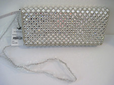 Sole Society Sparkling Bedazzled Embellished Jeweled Silver Clutch Chain Nwt