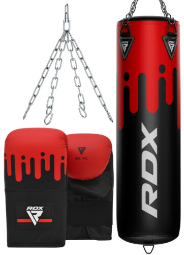 RDX Punching Bag FILLED Set Kick Boxing Heavy MMA Training with Gloves 4FT/5FT