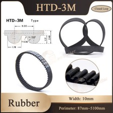 HTD-3M Rubber Black Timing Belt Width 10mm Closed Loop Belt for Pulleys CNC 3D