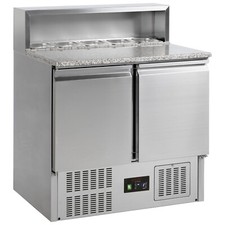NEW 2 DOOR STAINLESS STEEL GASTRONORM PIZZA FOOD PREPARATION COUNTER FRIDGE GP92