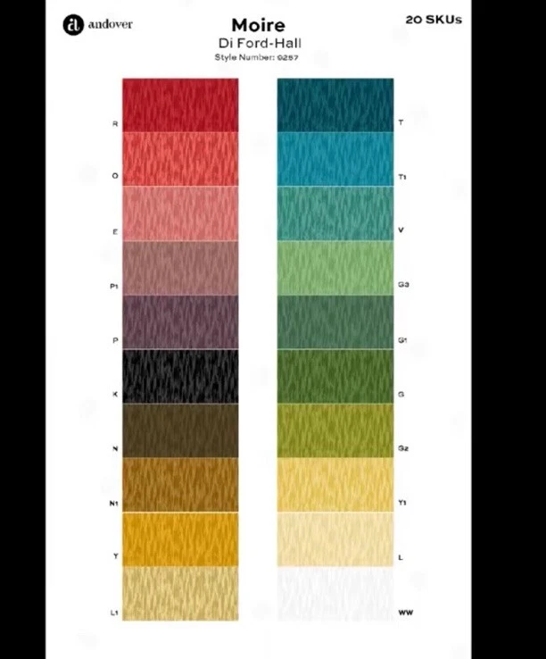 Di Ford-Hall Green Moire 9257 Andover Cotton Fabric Lot 1 7/8 YD 2019 Quilting - Image 3 of 4