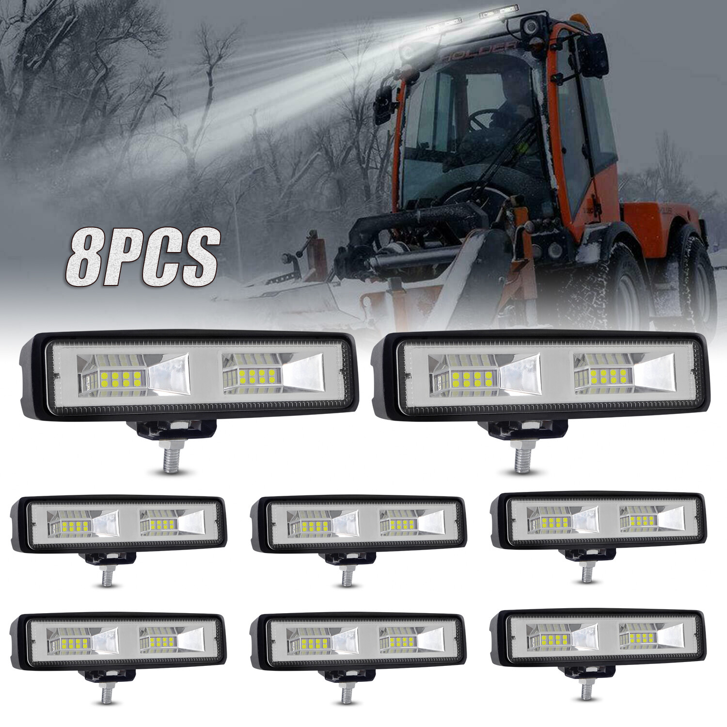8X 6 Inch 48W LED Work Light Bar Flood Offroad ATV FOG Truck Lamp 4WD 12V 24V 7