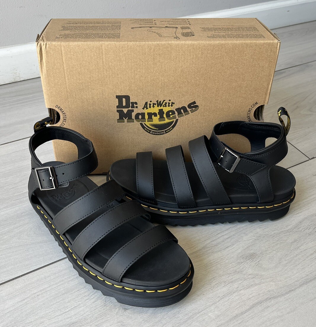 NEW Dr Martens Blaire Hydro Black Leather Platform Sandals  display picture 3