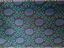 1/4 yd X42" Vintage PA Dutch Robert KAUFMAN Blue Aqua Gold cotton quilt Fabric