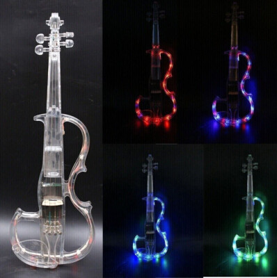 Electric Crystal Violin 4/4 Acrylic Transparent Body 3 Color Led Light Nice Tone